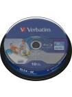 BluRay disc BD-R Verbatim SL DATALIFE 6X 25GB 10PK SPINDLE WIDE PRINTABLE NO ID "43804"