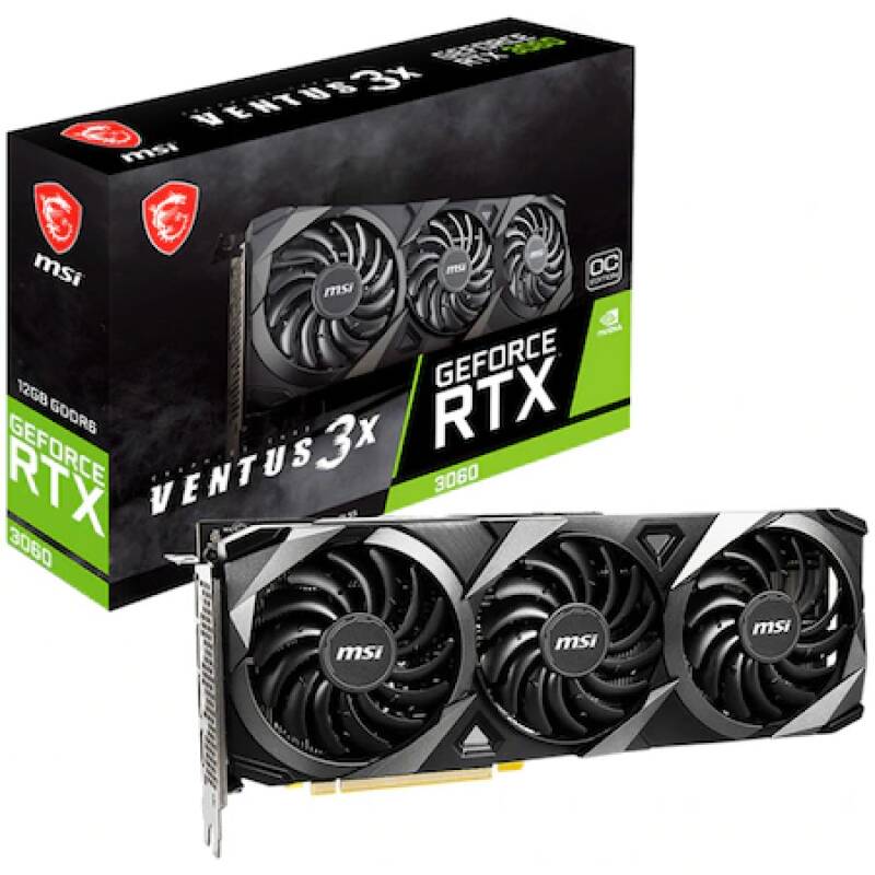 MSI Placa video GeForce RTX 3060 VENTUS 3X OC, 12GB GDDR6, 192-bit