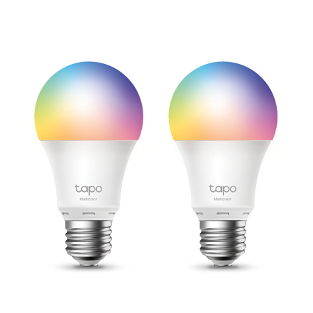 Set 2 becuri Wi-Fi inteligente TP-Link Tapo L530E, Multicolor, Wi-Fi 2.4GHz, 806 Lumeni, E27