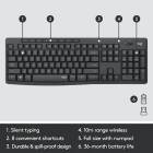 Kit wireless tastatura si mouse Logitech MK295 Silent, layout US INTL, Negru