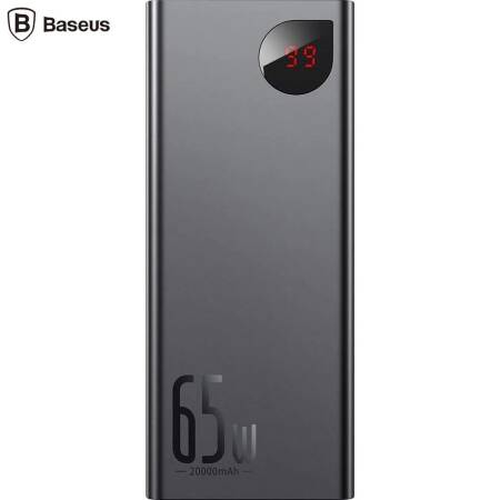 Powerbank Baseus Adaman Metal 20000mAh PD QC 3.0 65W 2 porturi USB, 1 port USB-C, 1 port micro USB, Negru