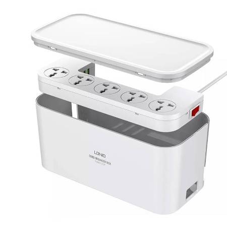 Priză multiplă cu organizator, 5x AC, 3x USB, LDNIO SN5309, EU/US, 2500W (alb)