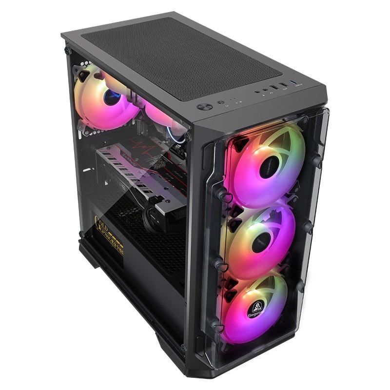 Sistem Desktop PC GAMING PROLIGHT® Procesor AMD Ryzen 7 5700X 4.6GHz, 32GB RAM, 1TB SSD, VIDEO AMD Radeon RX 9060XT 16GB, WiFI+Bluetooth, Windows 11 Pro, Racire Lichid