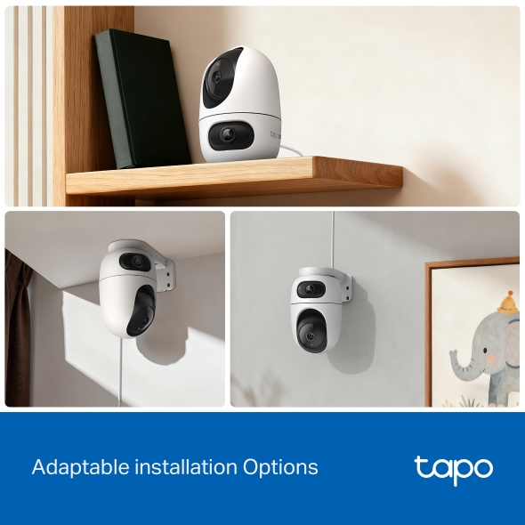 Camera Supraveghere Smart WiFi TP-Link Tapo C245D Dual Lens, 2K 3MP + 2K 3MP, Pan/Tilt 360°, AI, Smart Tracking, Night Vision, Audio Bidirectional