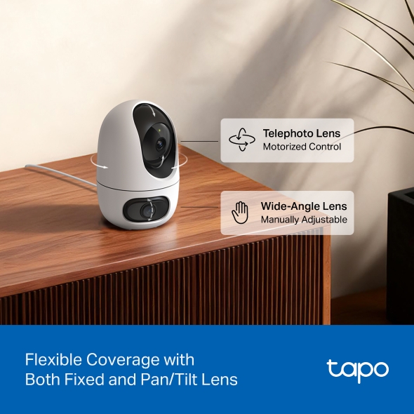 Camera Supraveghere Smart WiFi TP-Link Tapo C245D Dual Lens, 2K 3MP + 2K 3MP, Pan/Tilt 360°, AI, Smart Tracking, Night Vision, Audio Bidirectional