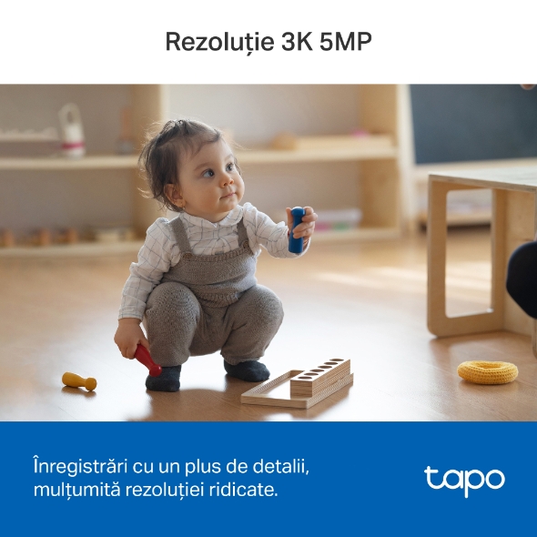 Camera Supraveghere Smart TP-Link Tapo C230, Wi-Fi, 5MP 3K, Pan/Tilt 360°, Night Vision, Baby Monitor, AI, Audio Bidirectional