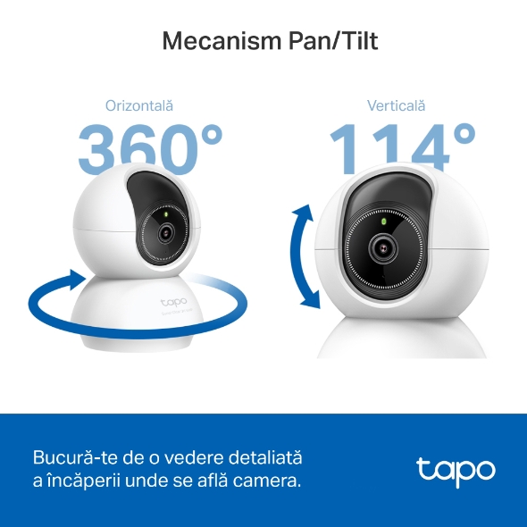 Camera Supraveghere Smart TP-Link Tapo C230, Wi-Fi, 5MP 3K, Pan/Tilt 360°, Night Vision, Baby Monitor, AI, Audio Bidirectional