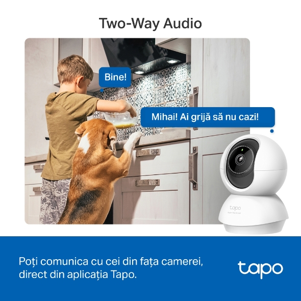 Camera Supraveghere Smart TP-Link Tapo C230, Wi-Fi, 5MP 3K, Pan/Tilt 360°, Night Vision, Baby Monitor, AI, Audio Bidirectional