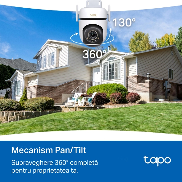 Camera de Supraveghere Smart WiFi TP-Link Tapo C530WS Outdoor, Pan/Tilt 360°, 5MP, 3K 2880x1620, Color Night Vision, AI, IP66, WiFi/LAN